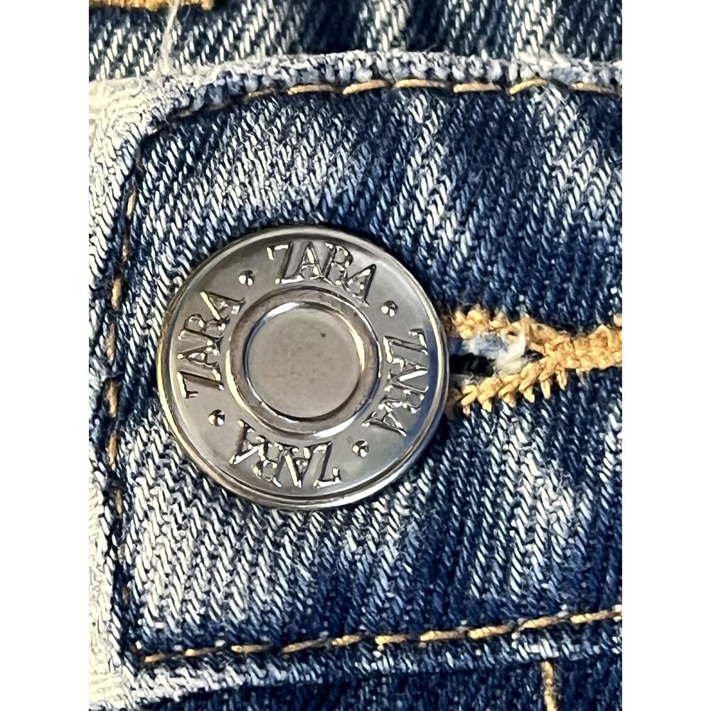 Zara Jeans Womens 6 Blue Carpenter Utility Straight Leg High Rise‎ Denim - Picture 4 of 9